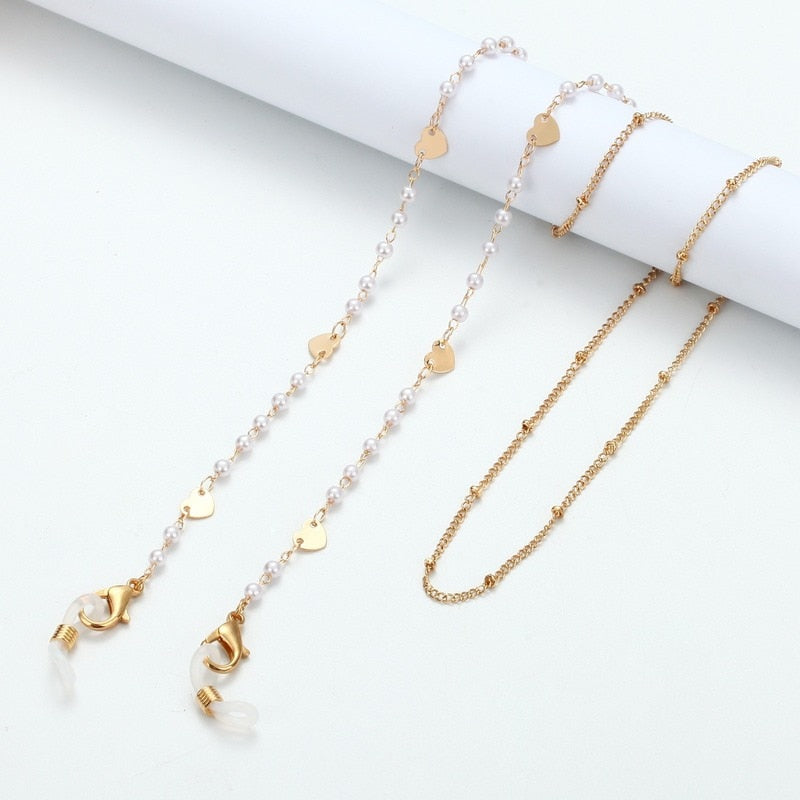 2023 Fashion Pearl Zircon Glasses Chain Neck New Jewelry for Women Rose Charm Sunglasses Mask Holder Lanyard Glasses Accessories