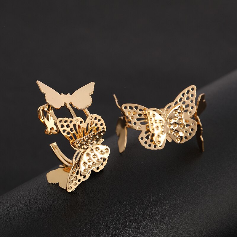 Butterfly Big Hoop Clip on Earring Circle Non Pierced Earrings for Women Girls Romantic Earring Jewelry Valentine&#39;s Day Gift