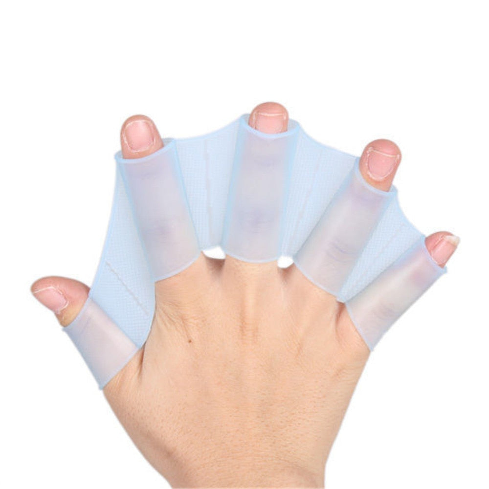 Swimming Finger Fins Learning Swimming Pool Gear Finger Wearing Hand Mesh Fins Row Training Diving Gloves Swimming Pool Paddle