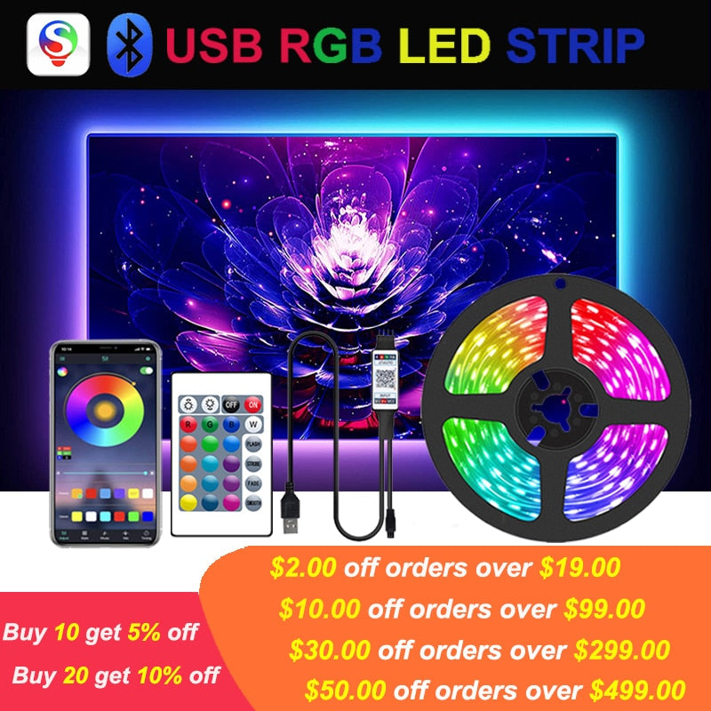 Led Strip Lights Rgb Strip With Controller Bluetooth Led Strips 5050 Led Strips Usb Bluetooth 15m For TV Room Decoration