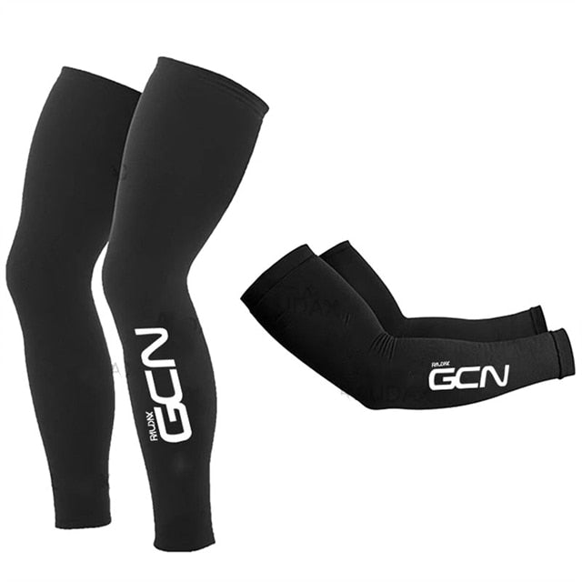 Team Raudax Gcn Leg Warmers Black UV Tection Raudax Gcn Cycling Arm Warmer Breathable Bicycle Running Racing MTB Bike Leg Sleeve