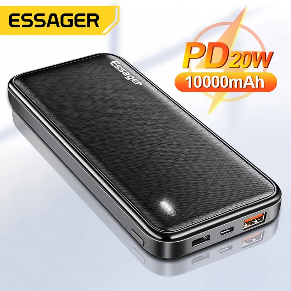 Essager PD 20W 10000mAh Power Bank Portable Charging External Battery Charger 10000 mAh Powerbank For iPhone Xiaomi mi PoverBank