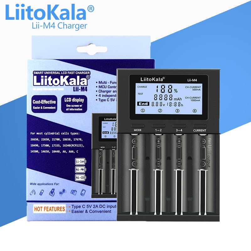 LiitoKala Lii-PD2 Lii-PD4 Lii-S8 Lii-500 Lii-600 Lii-PL2 battery Charger for 18650 26650 21700 AA AAA 3.7V lithium NiMH battery