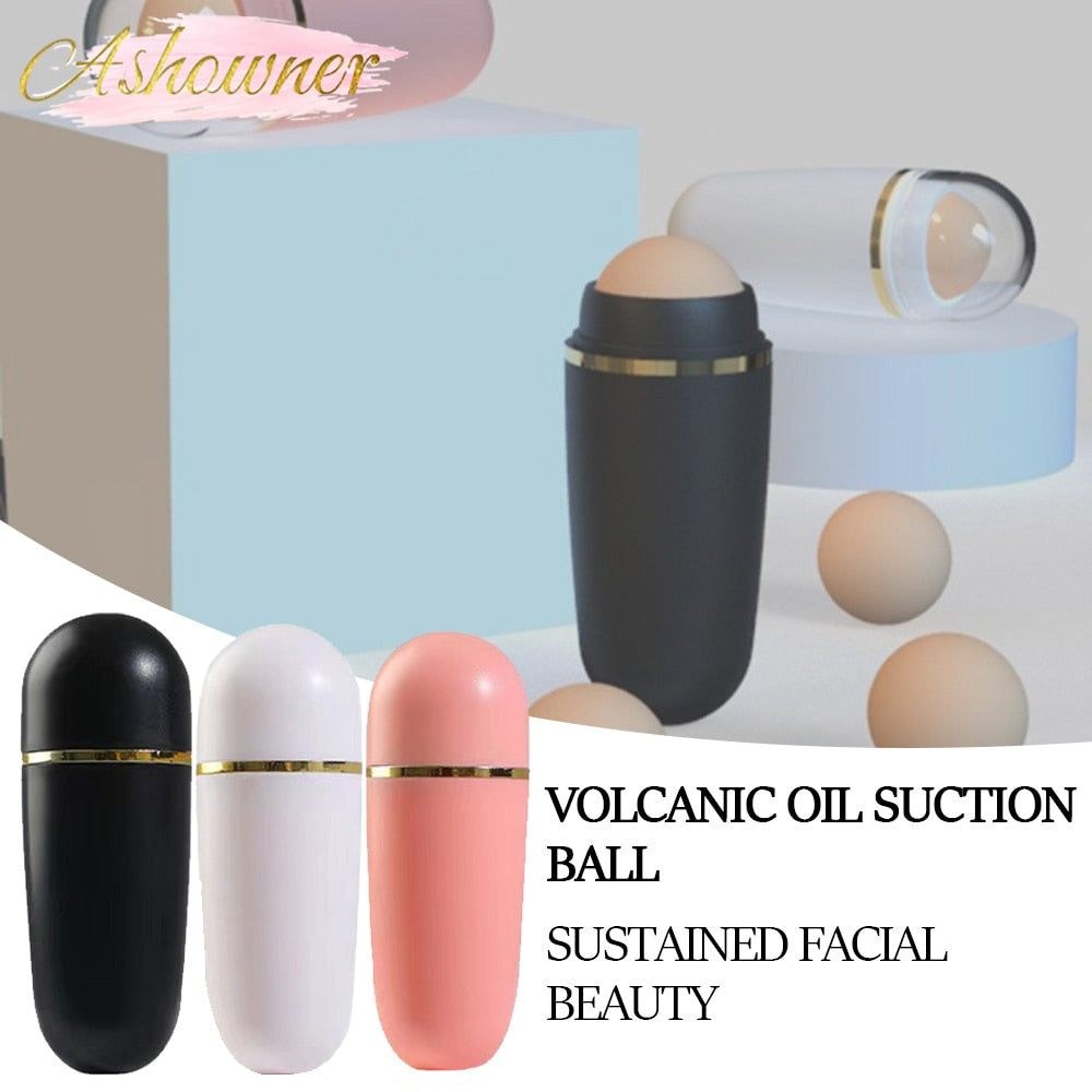Face Oil Absorbing Roller Natural Volcanic Stone Massage Body Stick Makeup Face Skin Care Tool Facial Pores Cleaning Oil Roller