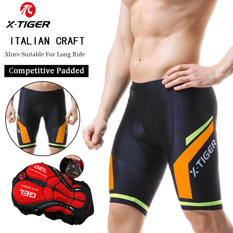 X-TIGER Men&#39;s Cycling Shorts Coolmax 5D Padded Bicycles Riding Pants Shockproof MTB Bike Shorts Biking Cycle Wear Tights