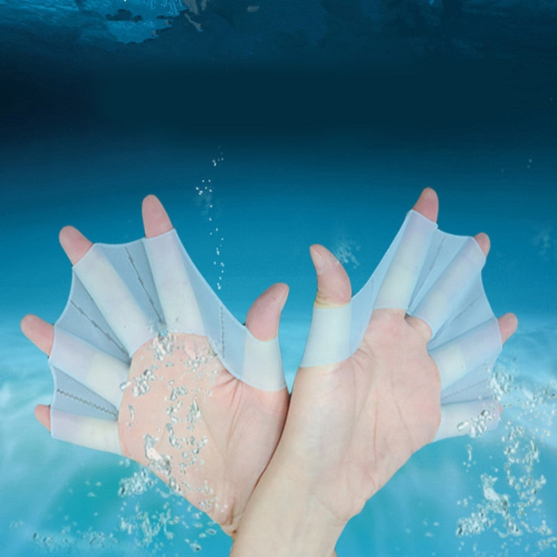 Swimming Finger Fins Learning Swimming Pool Gear Finger Wearing Hand Mesh Fins Row Training Diving Gloves Swimming Pool Paddle