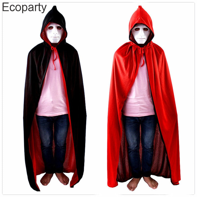 2023 Adult Child Halloween Costumes Red Black Wizard Vampire Cosplay Double Sided Hooded Cloak Dracula Devil Fancy Costumes Cape