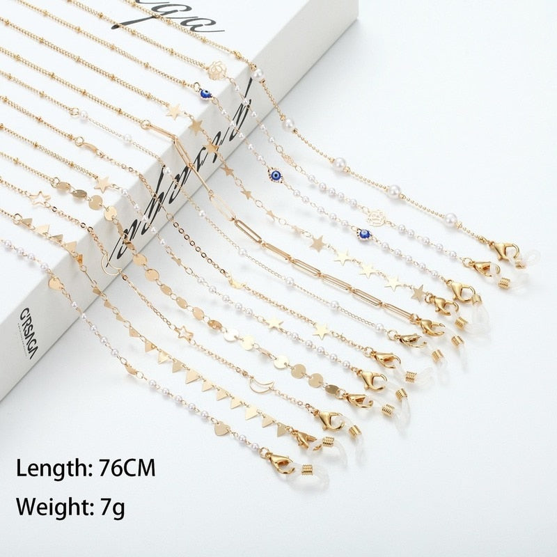 2023 Fashion Pearl Zircon Glasses Chain Neck New Jewelry for Women Rose Charm Sunglasses Mask Holder Lanyard Glasses Accessories