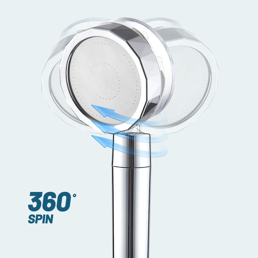 Propeller Shower Head Rainfall High Preassure with Fan Water Saving Massage High Pressure Premium Bathroom Shower Accessary
