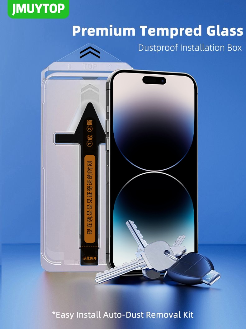 Premium Screen Protector for iPhone 14 13 12 Pro Max Tempered Glass Edge to Edge Full Cover Easy Install Auto-Dust Removal Kit