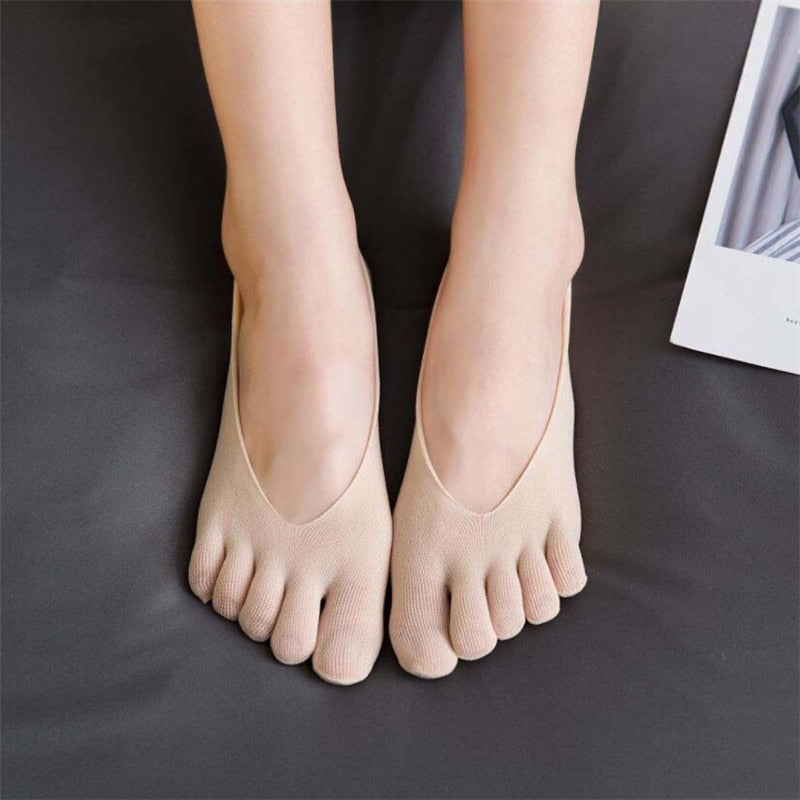 5 Pair Women Five Toe Socks Spring Summer And Autumn Fashion Short Sock Woman&#39;s And Ladies 5 Finger Cotton Boat Socks