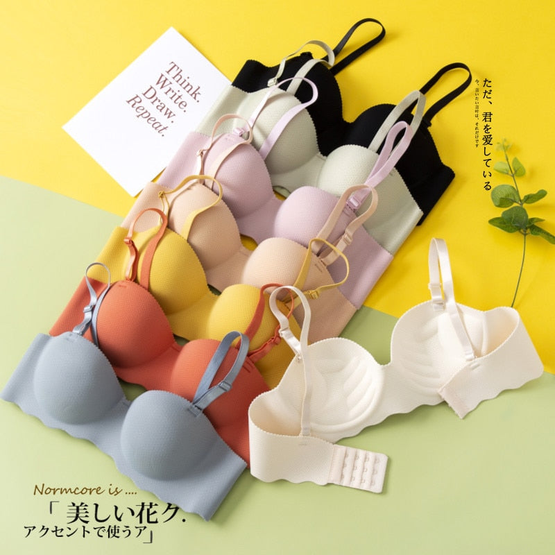 Sexy Bras Push Up Seamless Underwear for Women Solid Color Wireless Lingerie One-pieces Gather Convertible Straps Brassiere