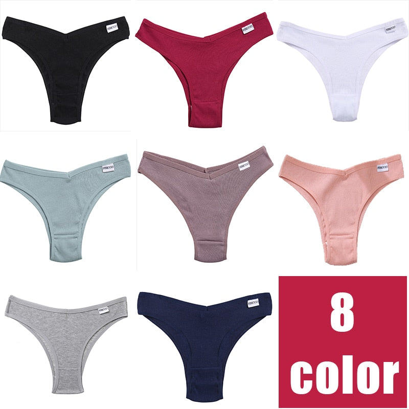 4Pcs/Set Women Cotton Brazilian Panties M-XL Low-Rise Solid Color Underwear Ladies Comfortable Underpants Girls Panty Intimates