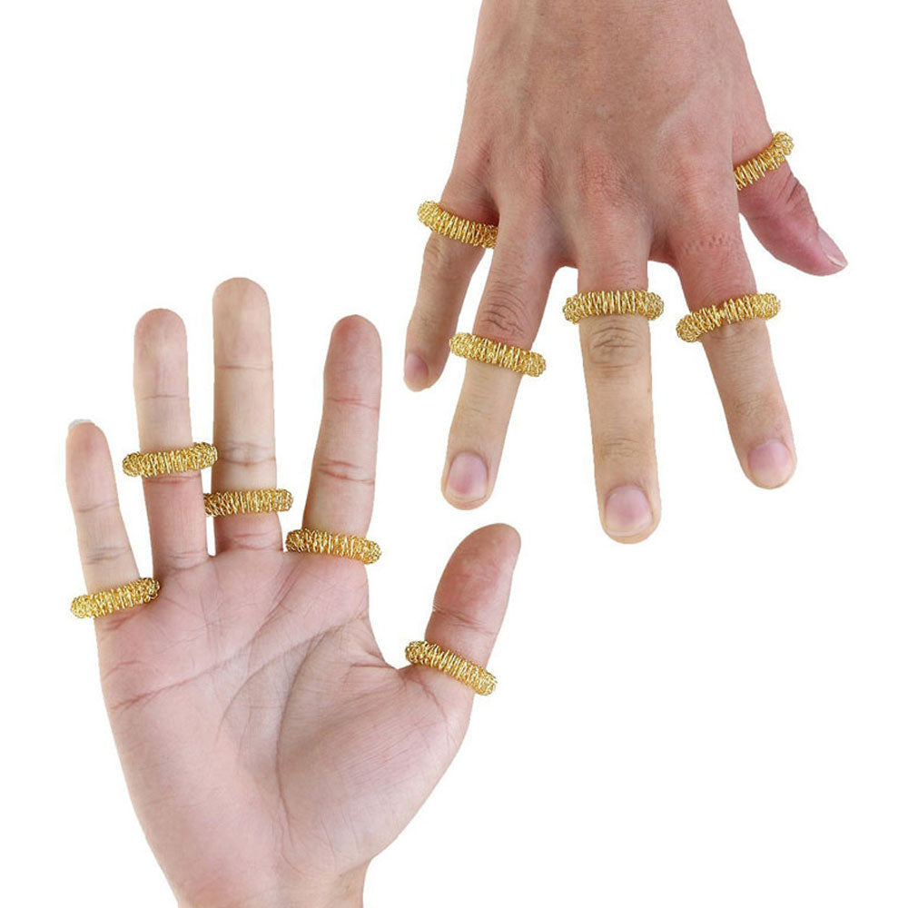 BYEPAIN 5Pcs Acupressure Massage Rings + 2Pcs Wrist Massage Rings, Chinese Medicine Pain Therapy Finger Circulation Massage Ring