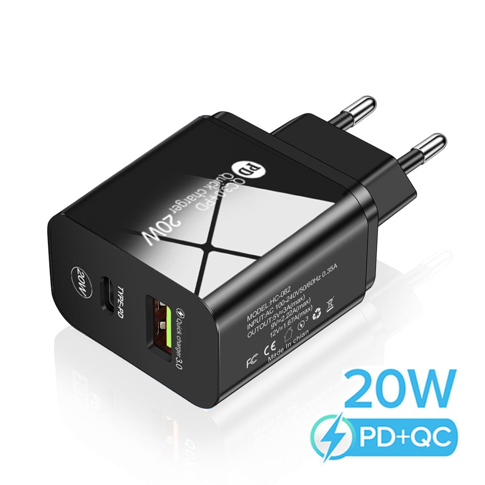 20W USB Charger QC 3.0 Fast Phone Wall Charger Adapter