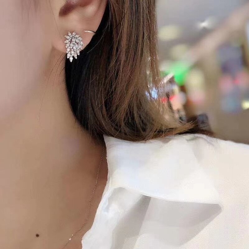 New Novel Clear Cubic Zirconia Stud Earrings for Women Fashion Luxury Wedding Accessories Fancy Girls Earrings Party Jewelry