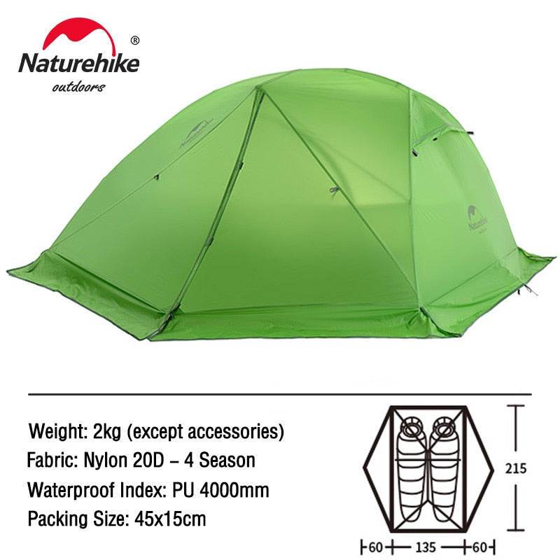 Naturehike Ster Rivier 2 Tent 2 Persoon Ultralight Waterdicht Camping Tent Dubbele Laag 4 Seizoenen Tent Outdoor Reizen Wandelen Tent