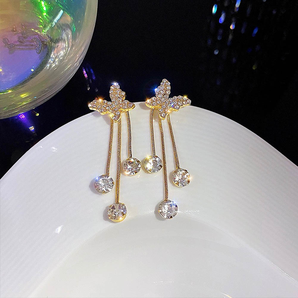 Fashion One Styles Of Hot-Selling Butterfly Earrings Female 2022 New Trend Shiny Long Tassel Earrings Party Beautiful Jewelry