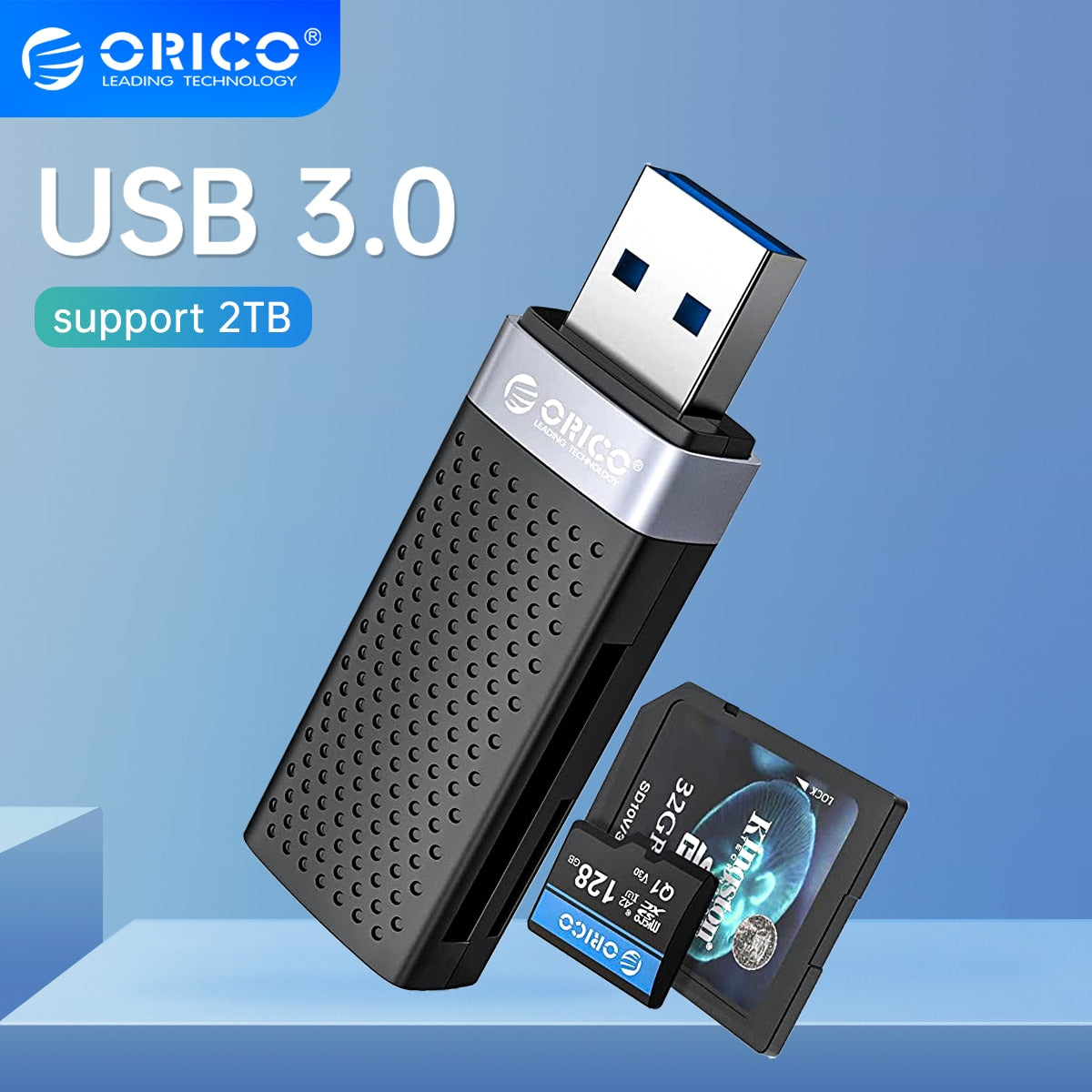 ORICO USB 3.0 قارئ بطاقات فلاش بطاقة الذاكرة الذكية 2 فتحات ل TF SD مايكرو SD بطاقة محول ملحقات الكمبيوتر المحمول الكمبيوتر ماك بوك لينكس