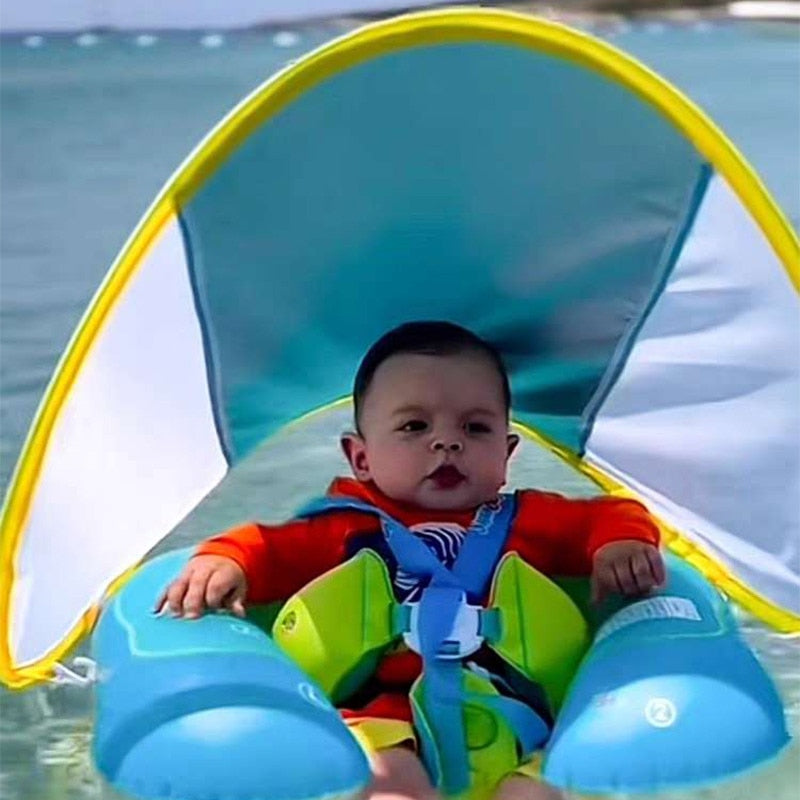 Kids Swimming Float With Canopy Inflatable Infant Floating Ring Kids Swim Pool Accessories Baby Float Circle Bathing Summer Toys
