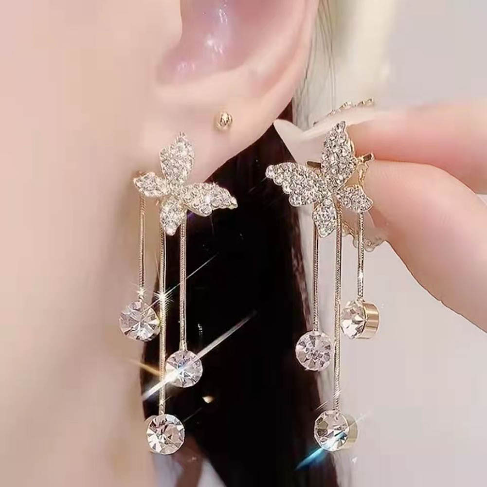 Fashion One Styles Of Hot-Selling Butterfly Earrings Female 2022 New Trend Shiny Long Tassel Earrings Party Beautiful Jewelry