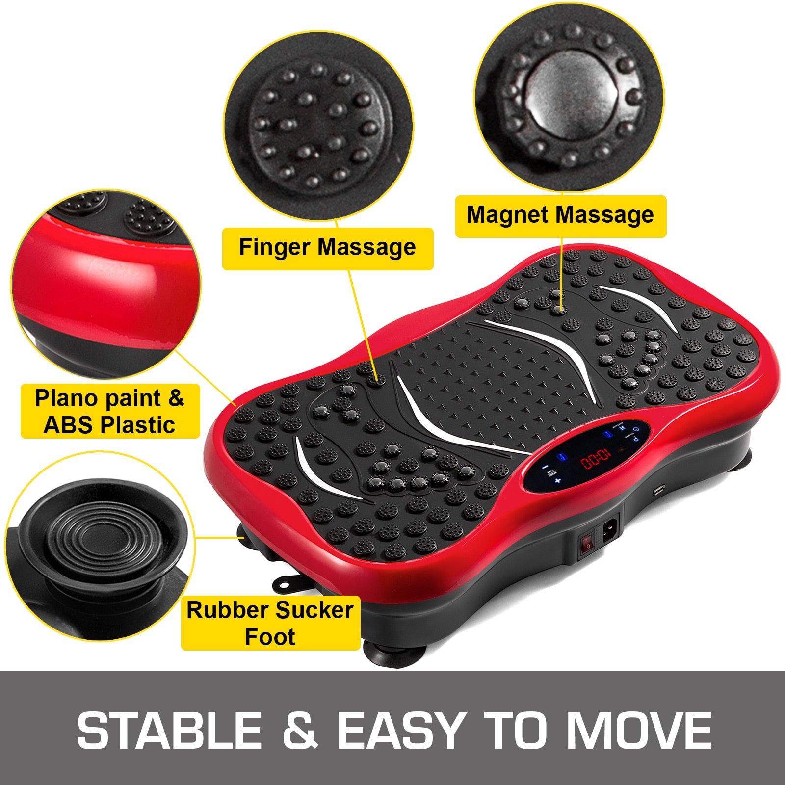 VEVOR Vibration Platform Plate Whole Body Massager Machine With Resistance Bands &amp; Remote Control for Fat Burning Weight Loss