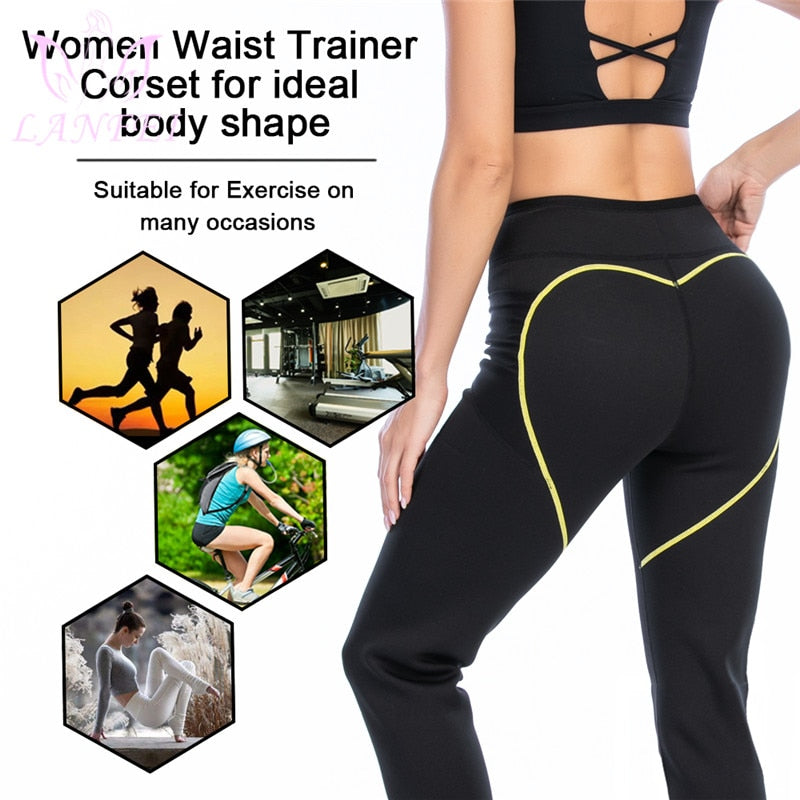 LANFEI Women Neoprene Legging Shaper Waist Trainer High Waist Pants Slimming Sauna Sweat Fat Burning Gym Hot Thermo Fitness Pant