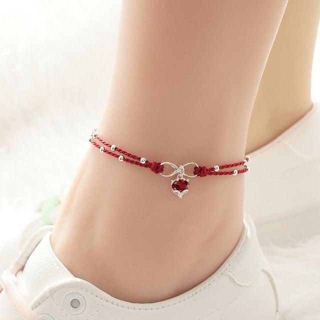 VENTFILLE 925 Sterling Silver Double Layer Anklet for Women Geometric Disc Anklet Bracelet Summer Jewelry