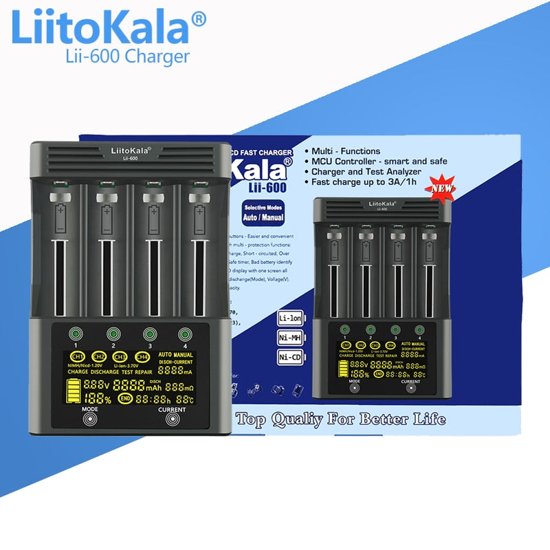 LiitoKala Lii-PD2 Lii-PD4 Lii-S8 Lii-500 Lii-600 Lii-PL2 battery Charger for 18650 26650 21700 AA AAA 3.7V lithium NiMH battery