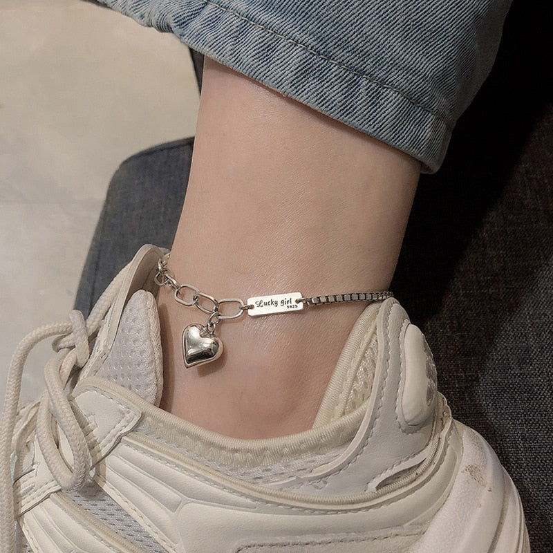 VENTFILLE 925 Sterling Silver Double Layer Anklet for Women Geometric Disc Anklet Bracelet Summer Jewelry