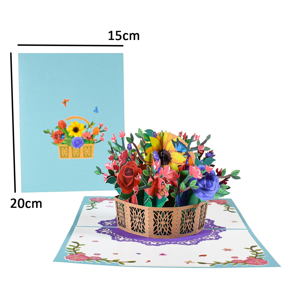 Pop-Up Flower Card Flora 3D Greeting Card for Birthday Mothers Father&#39;s Day Graduation Wedding Anniversary Get Well Sympathy