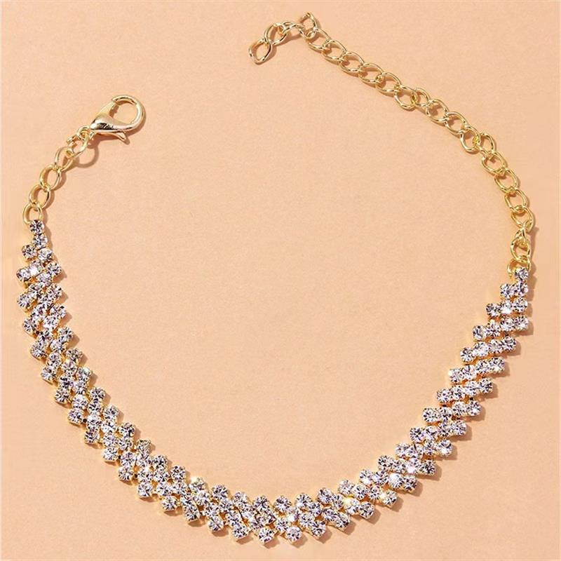 Shining Cubic Zirconia Chain Anklets for Women Fashion Ankle Bracelet on the leg Sandals Foot Jewelry Summer Accessories