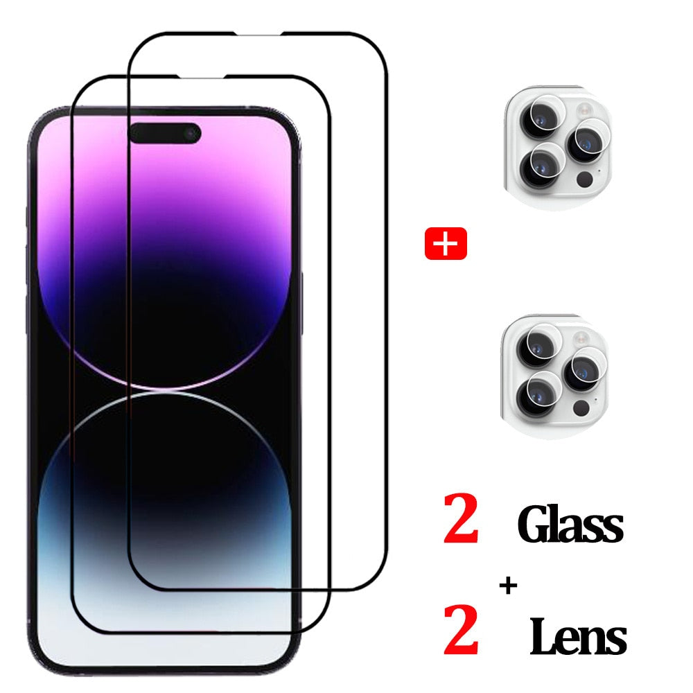 Pelicula, For IPhone 14 Pro Max iPhon 14Pro 13 12 11 Tempered Glass iPhone14 Promax Screen Protector iPhone13 Cristal templado iPhone12 14ProMax Clear Front Film iPhone14ProMax Original Phone Film & Camera Protectors