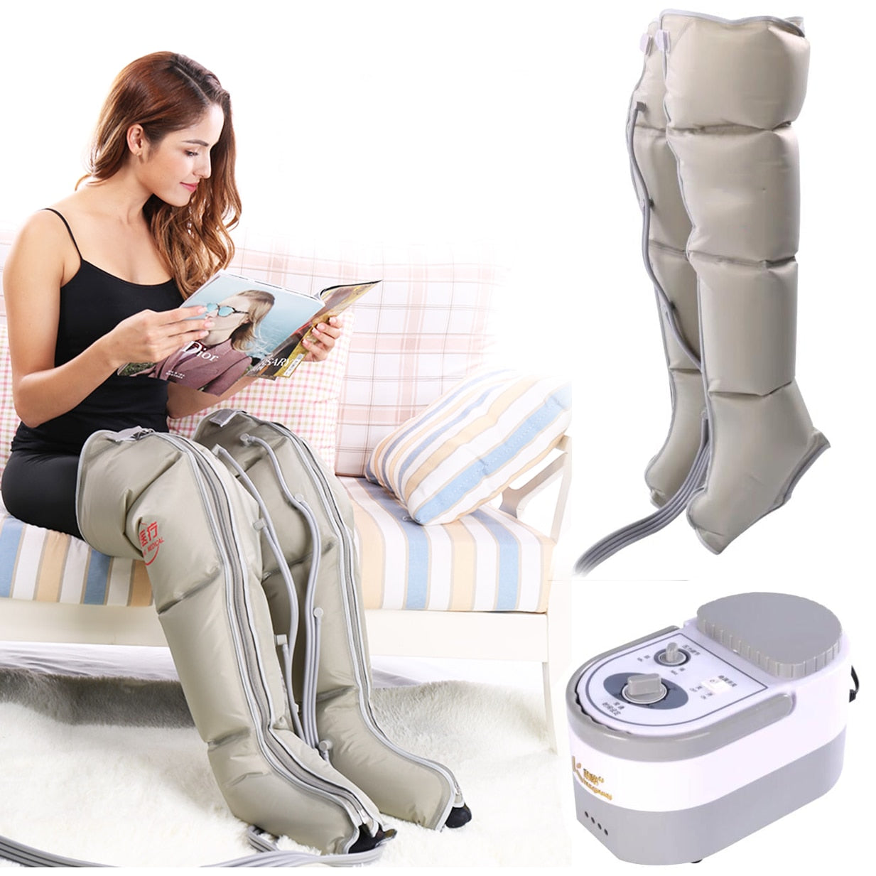 Electric Air Compression Leg Massager Leg Wraps Foot Ankles Calf Massage Machine Promote Blood Circulation Relieve Pain Fatigue