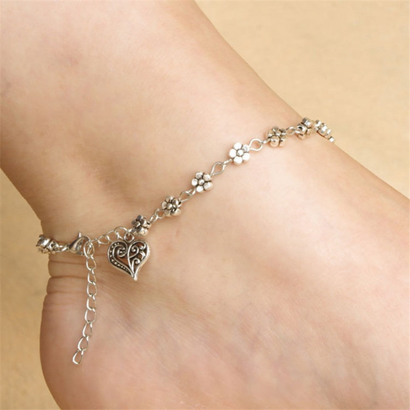 Huitan Flower Anklet Bracelet for Women Bohemia Style Beach Leg Chain Accessories Delicate Ankle Jewelry for Party Drop Shipping