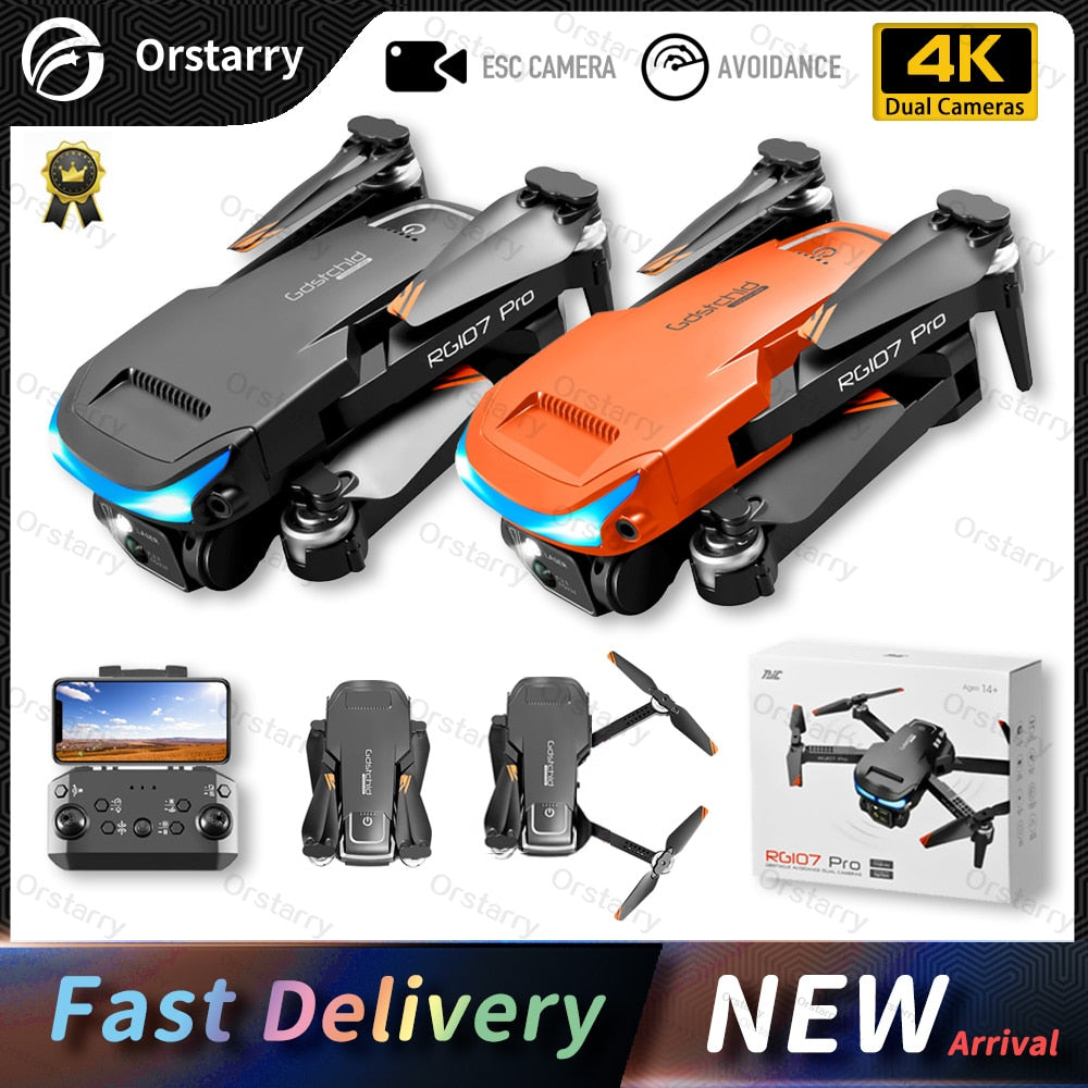 2023 HOT RG107 Pro Mini Drone 4K ESC Three-sided Obstacle avoidance Professional Dual HD Camera FPV Dron Foldable Quadcopter Toy