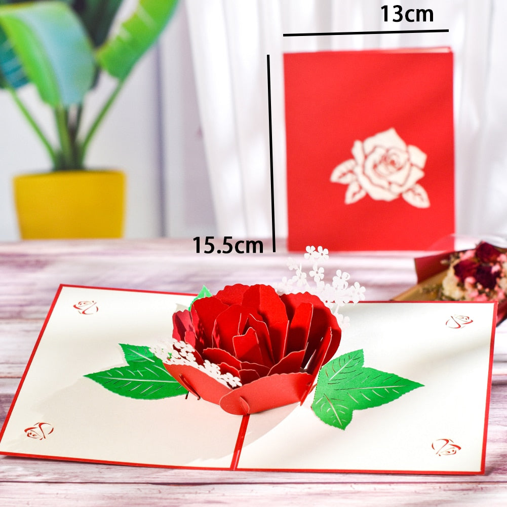 Pop-Up Flower Card Flora 3D Greeting Card for Birthday Mothers Father&#39;s Day Graduation Wedding Anniversary Get Well Sympathy