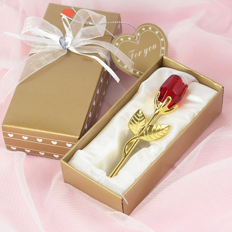 Crystal Glass Rose Flower in Box Mini Forever