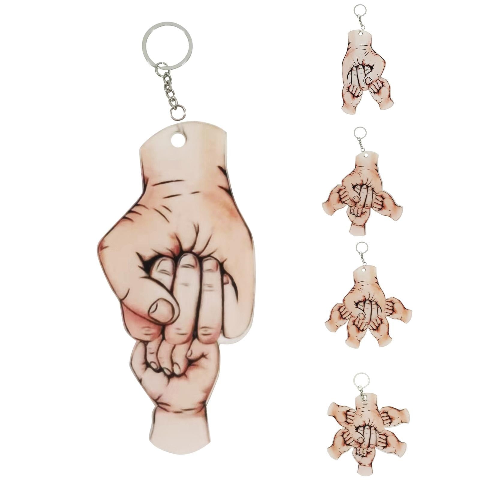 Father&#39;s Day Hand Key Chain Family Gifts Keychain Father And Son Fist Pendant Acrylic Key Ring Keyring Father Gift