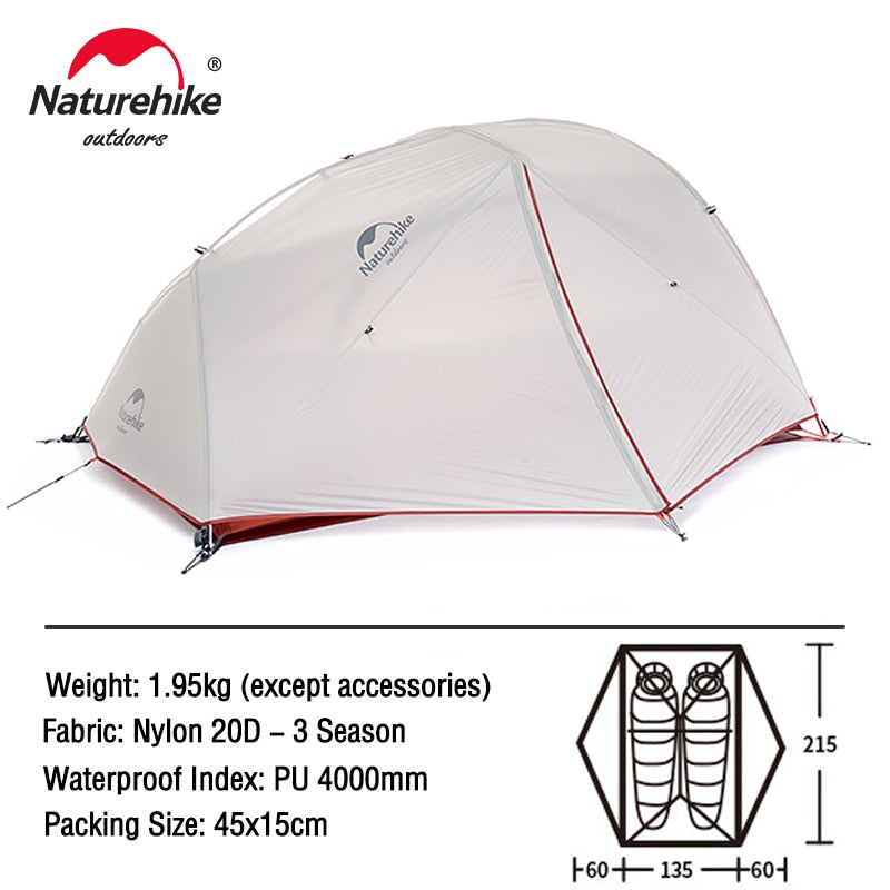 Naturehike Ster Rivier 2 Tent 2 Persoon Ultralight Waterdicht Camping Tent Dubbele Laag 4 Seizoenen Tent Outdoor Reizen Wandelen Tent