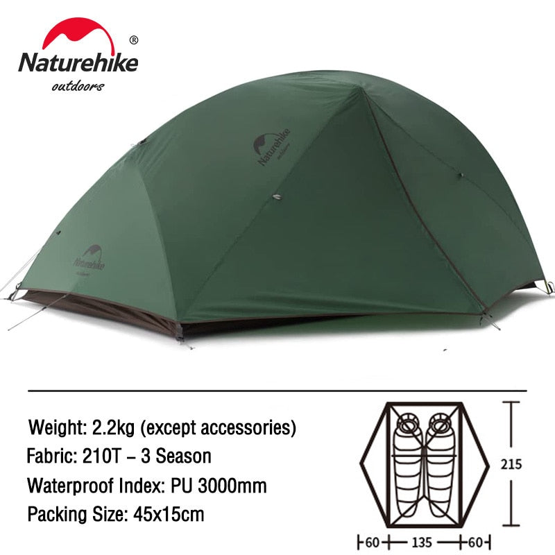 Naturehike Ster Rivier 2 Tent 2 Persoon Ultralight Waterdicht Camping Tent Dubbele Laag 4 Seizoenen Tent Outdoor Reizen Wandelen Tent