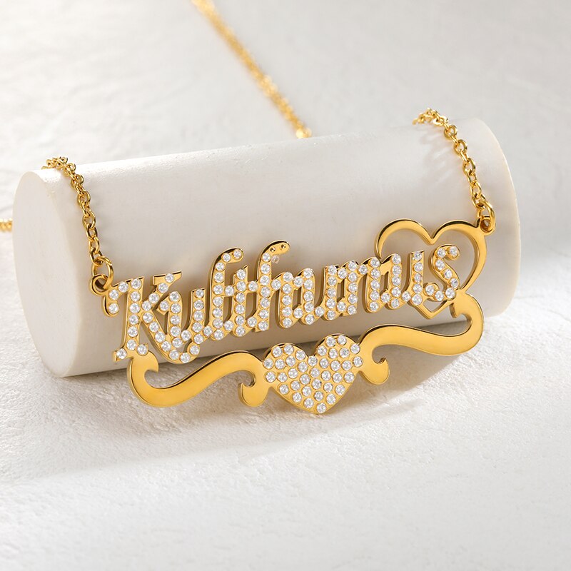 Any Name Custom Necklace For Women Cuban Chain Iced Out Zirconia Necklace Personalized Stainless Steel Jewelry Mother&#39;s Day Gift