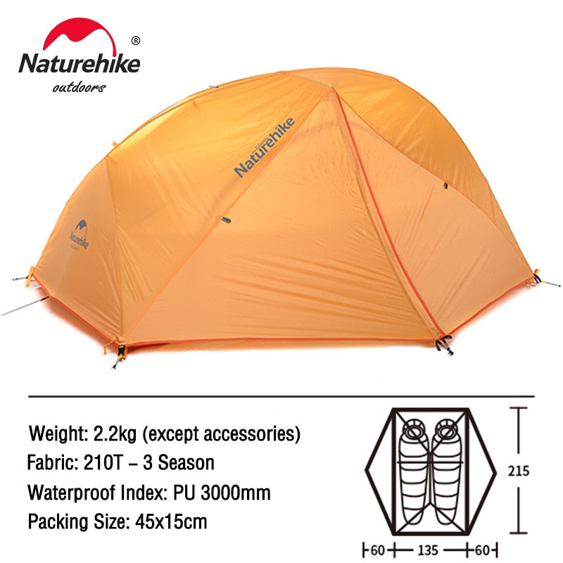 Naturehike Ster Rivier 2 Tent 2 Persoon Ultralight Waterdicht Camping Tent Dubbele Laag 4 Seizoenen Tent Outdoor Reizen Wandelen Tent