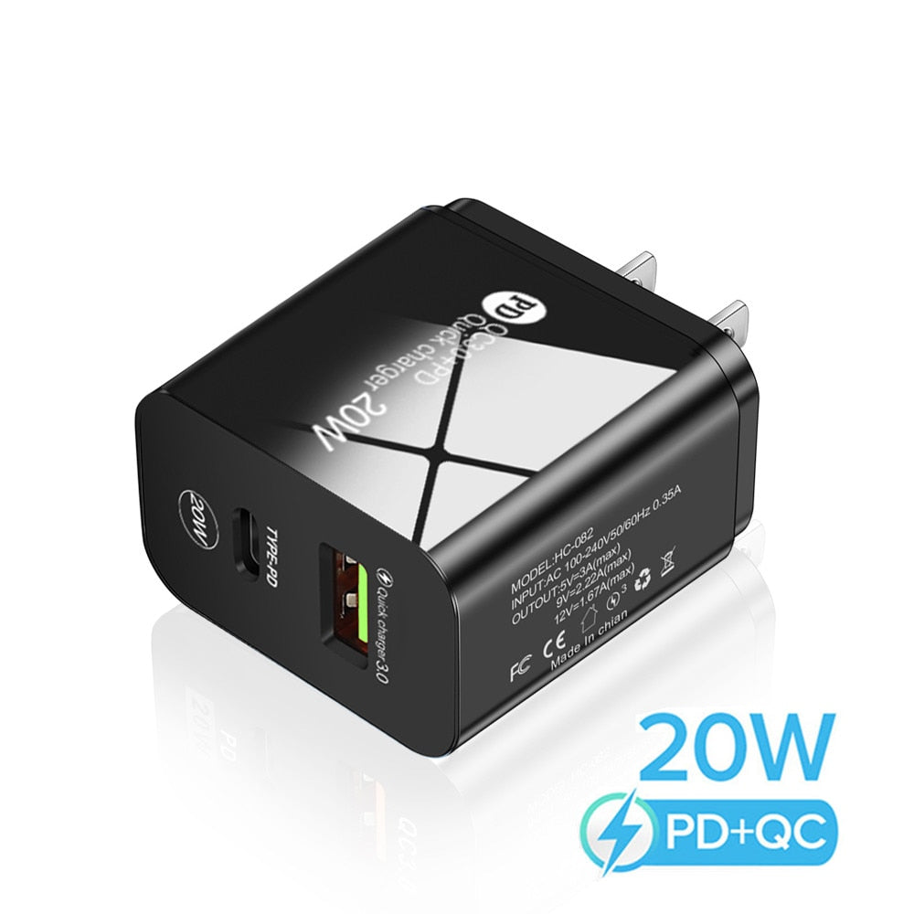 20W USB Charger QC 3.0 Fast Phone Wall Charger Adapter