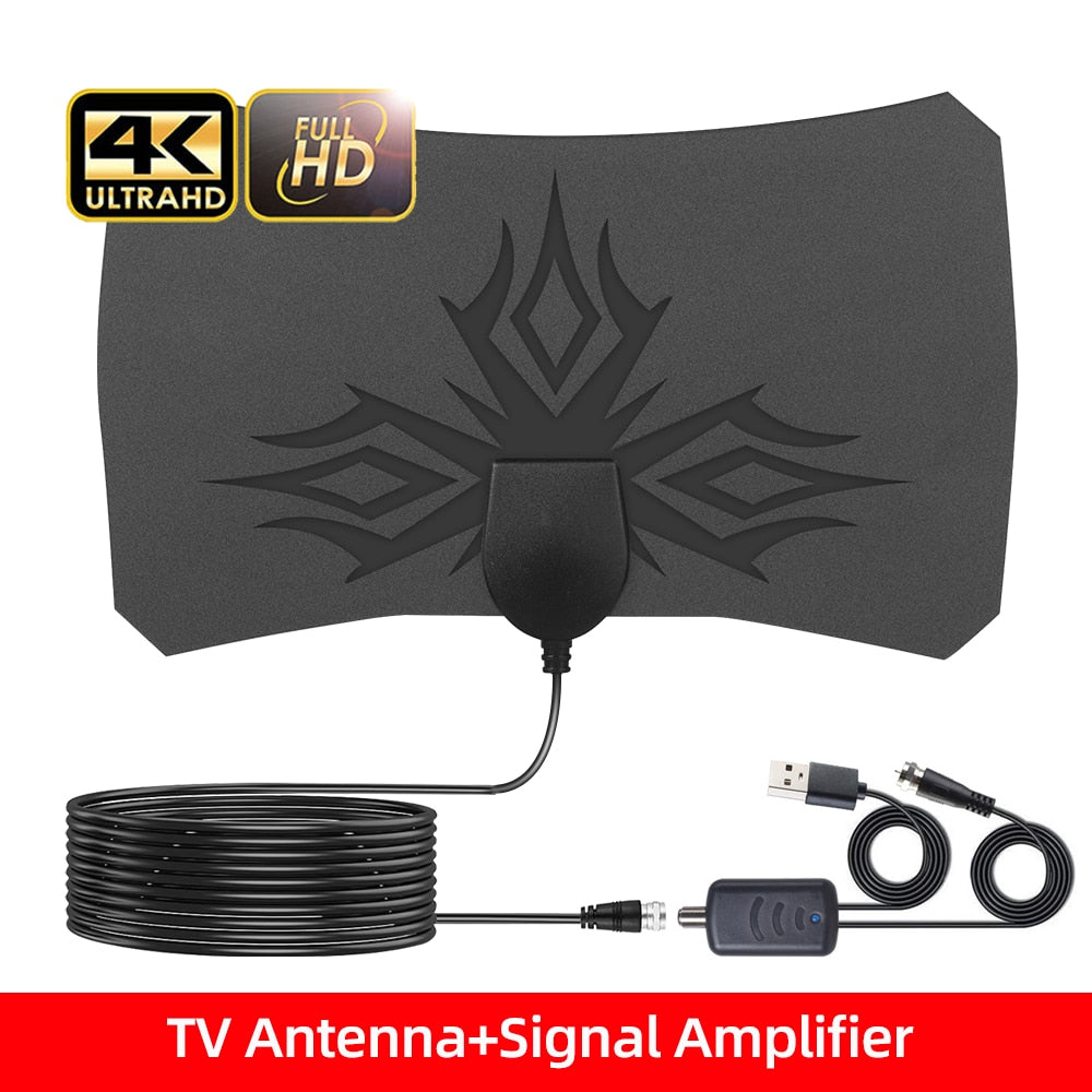 Kebidumei TV Antenna  4K 8K 25DB High Gain HD TV DTV Box Digital  EU Plug 3000 Miles Booster Active Indoor Aerial Flat Design