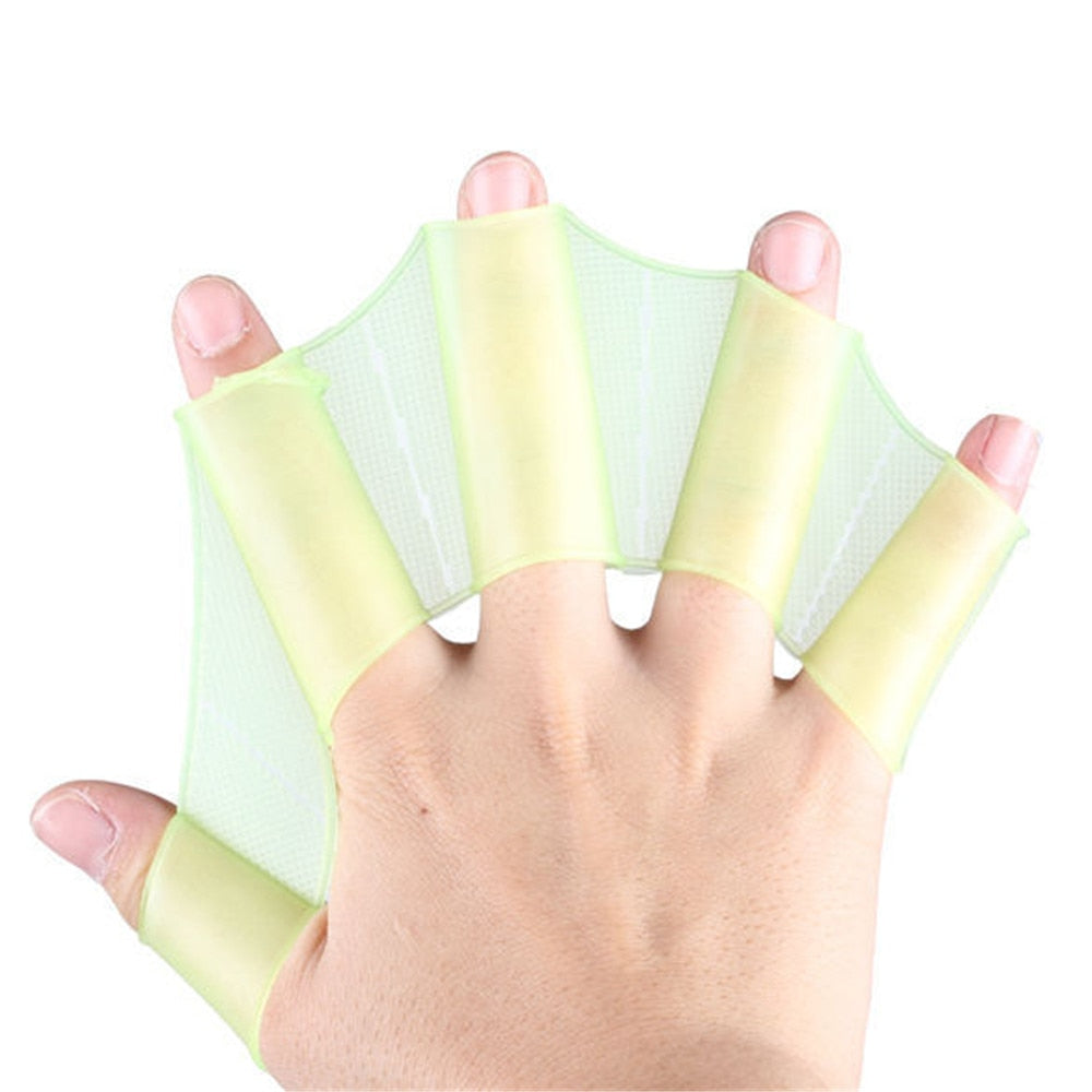 Swimming Finger Fins Learning Swimming Pool Gear Finger Wearing Hand Mesh Fins Row Training Diving Gloves Swimming Pool Paddle