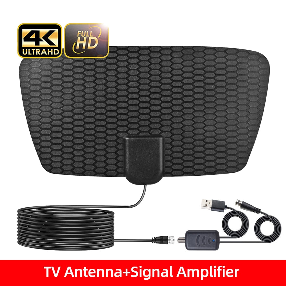 Kebidumei TV Antenna  4K 8K 25DB High Gain HD TV DTV Box Digital  EU Plug 3000 Miles Booster Active Indoor Aerial Flat Design