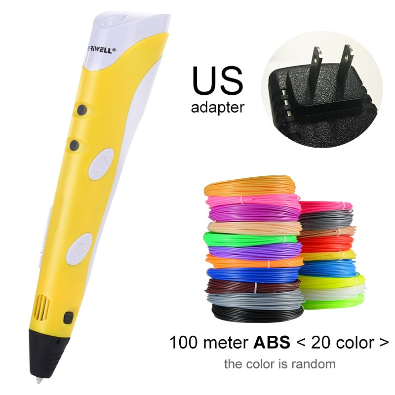 3D Pen Model 3D Printer Drawing Magic Printing Pens With 100M Plastic ABS Filament School Supplies For Kid Birthday Gifts