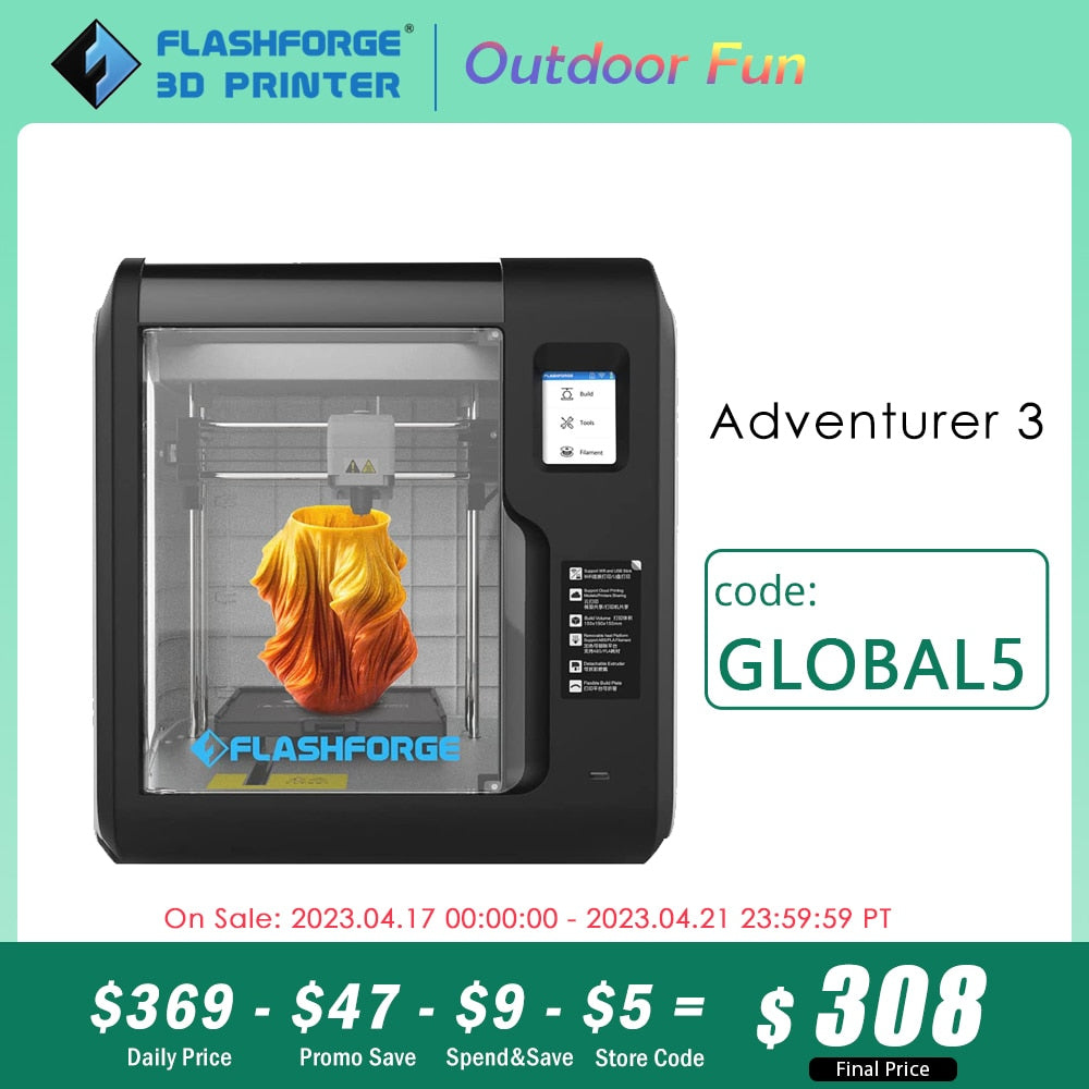 Flashforge 3D Printer Adventurer 3 DIY Kit Auto-leveling WIFI Out of Box Built-in Camera Automatic Leveling 3D Cloud Printing