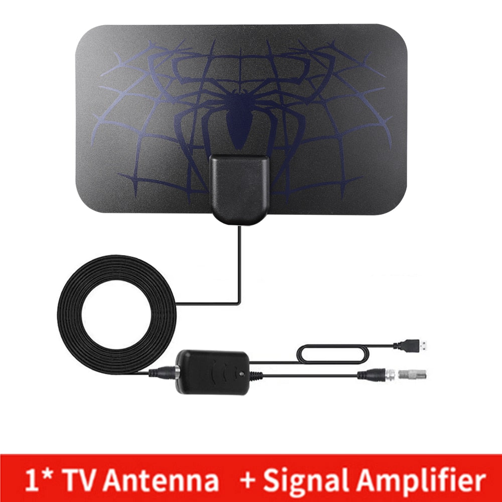 Kebidumei TV Antenna  4K 8K 25DB High Gain HD TV DTV Box Digital  EU Plug 3000 Miles Booster Active Indoor Aerial Flat Design